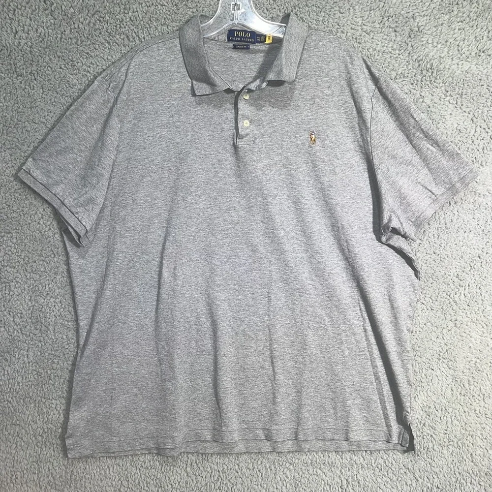 Polo Ralph Lauren Shirt Men's 2XL XXL Heather Gray Flesh‎ Pony Classic Fit Polo